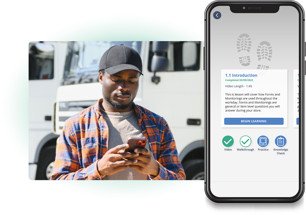 Trucker onboarding with device