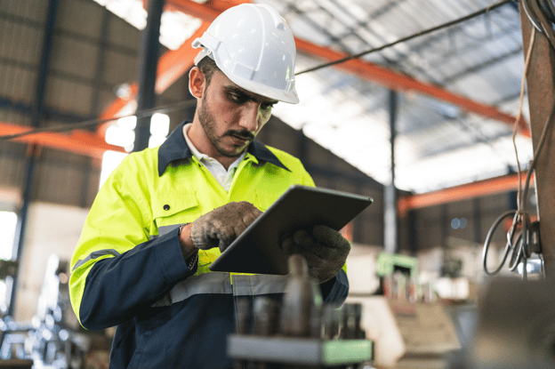 Field technician on tablet