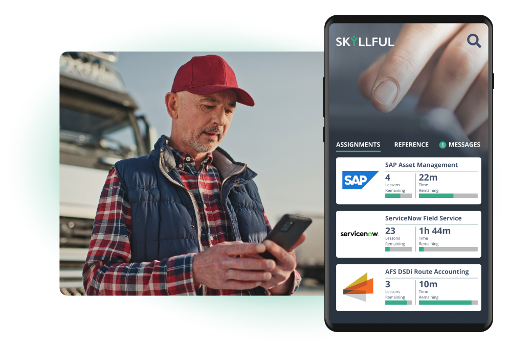 Trucker on mobile device with mockup