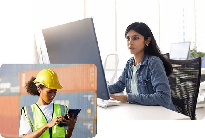 office worker and shipping worker