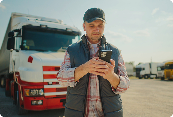 truck driver using phone