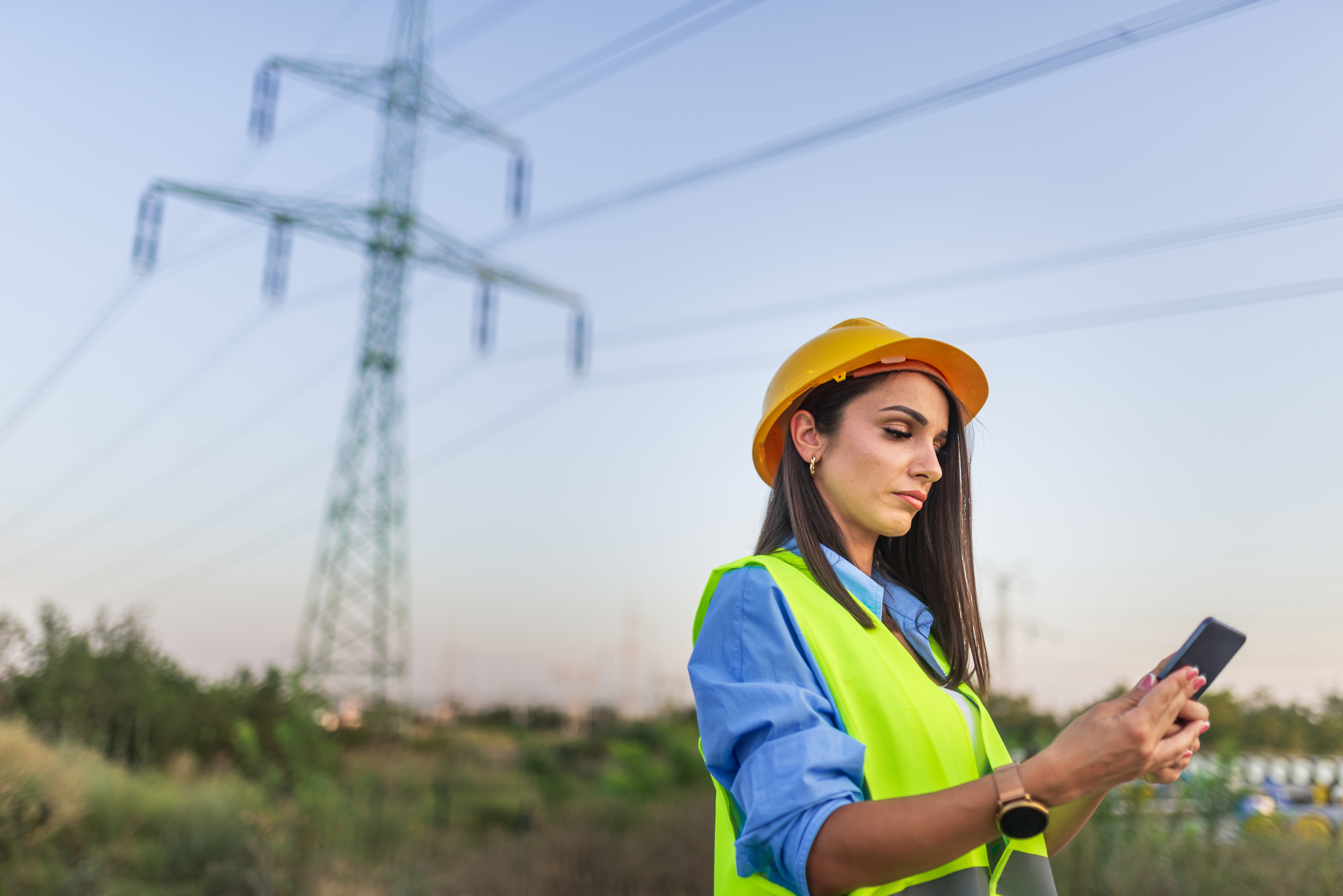 Field engineer on phone