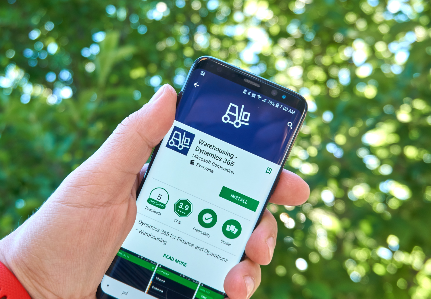 Frontline worker using a mobile app in the field