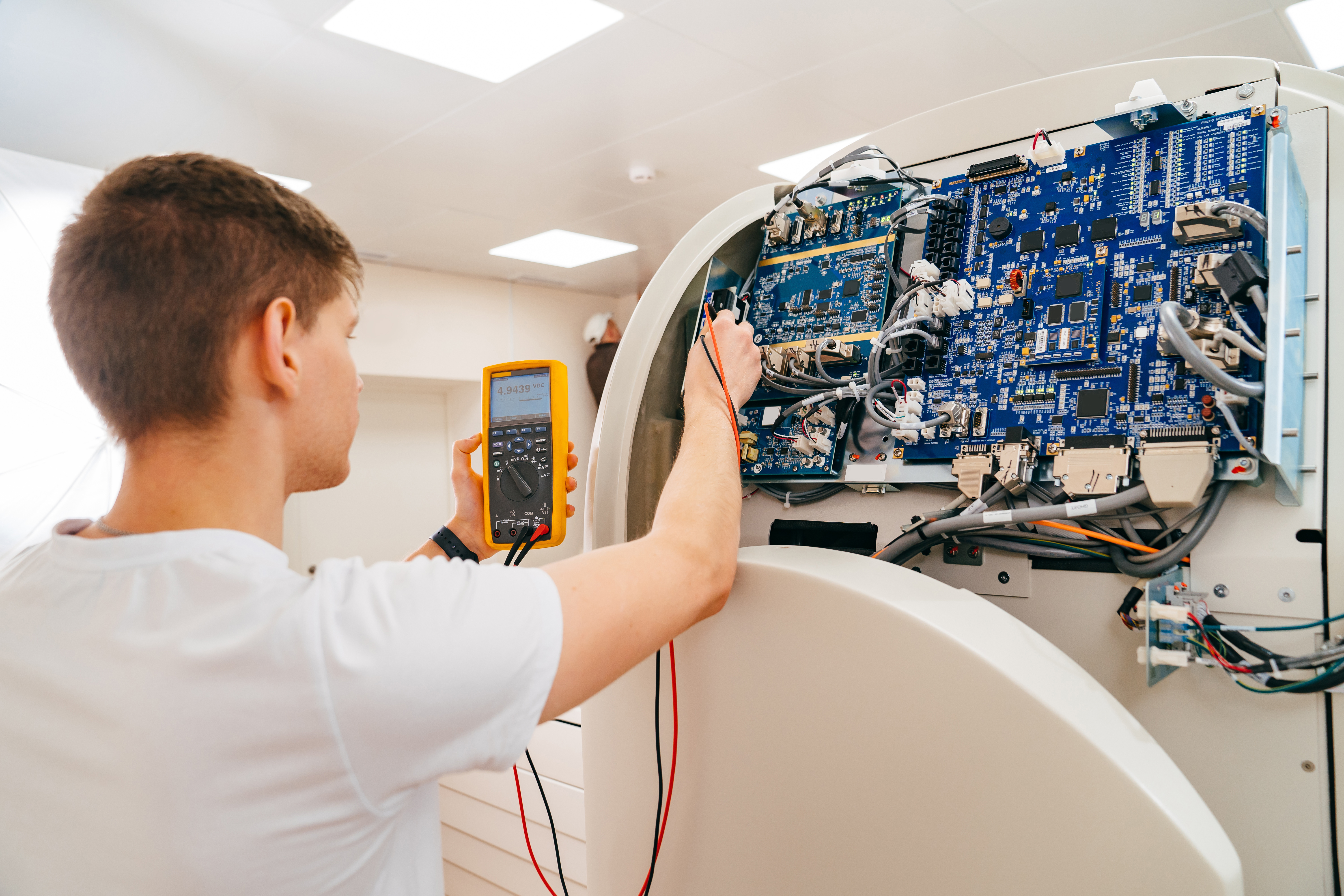 Medical device technician working