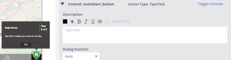 The Step Preview toggle in Skyllful Lesson Builder showing a walkthrough prompt preview.